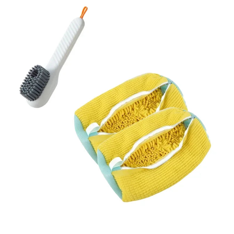 Shoe Washing Machine Bag with Soft Bristle Brush Set - Durable Laundry Bag & Liquid Shoe Cleaner Brush for All Shoes