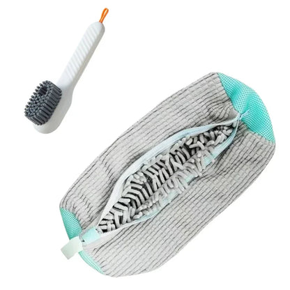 Shoe Washing Machine Bag with Soft Bristle Brush Set - Durable Laundry Bag & Liquid Shoe Cleaner Brush for All Shoes
