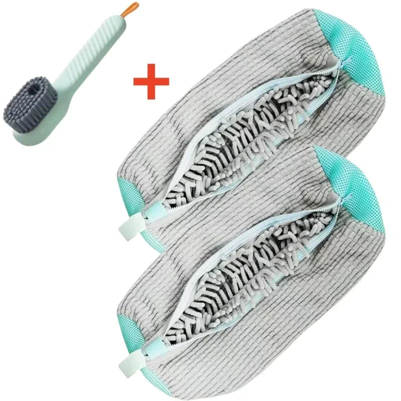 Shoe Washing Machine Bag with Soft Bristle Brush Set - Durable Laundry Bag & Liquid Shoe Cleaner Brush for All Shoes